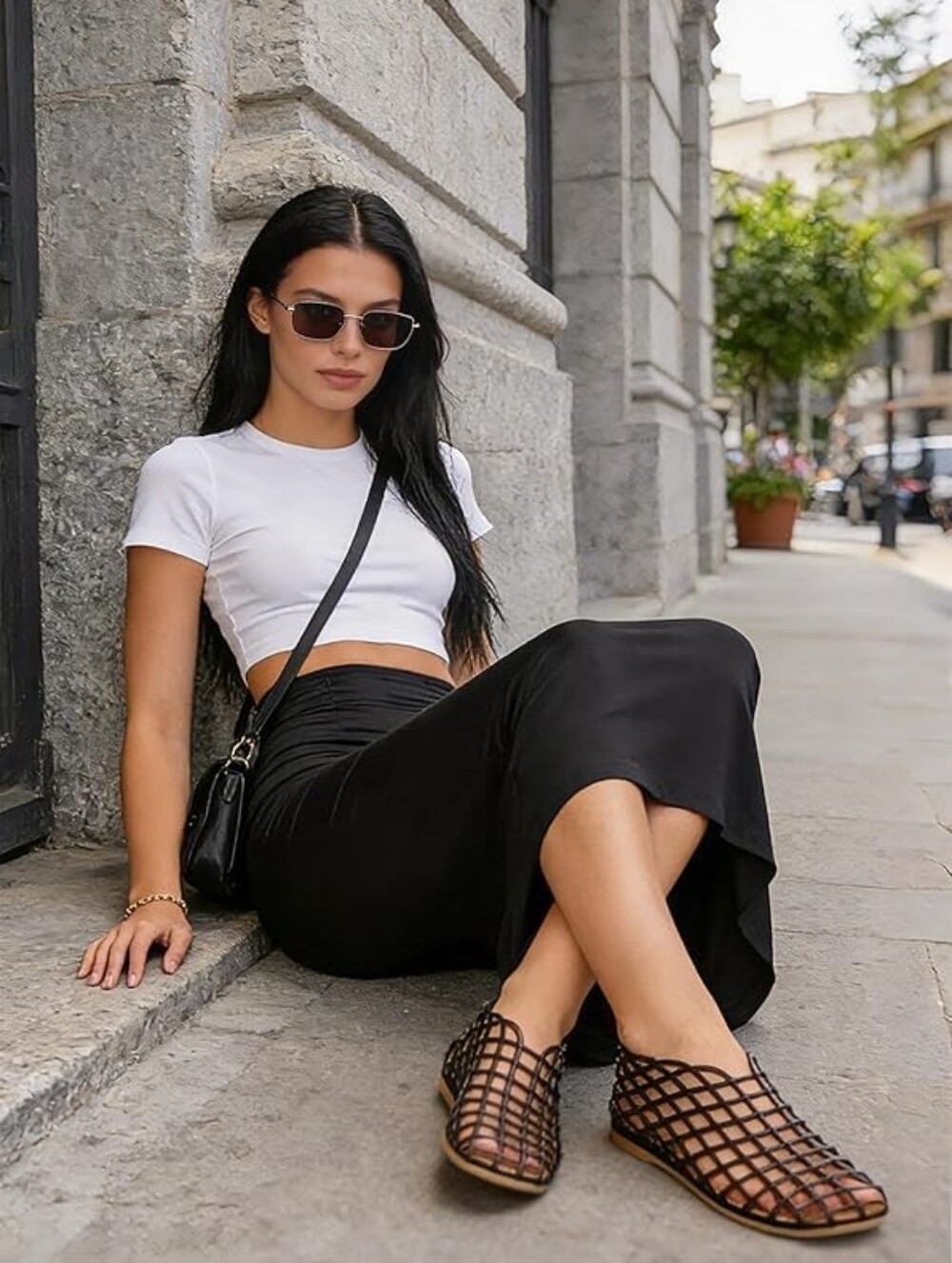 Women's Black Jelly Lattice Mesh Jelly Flat Shoes